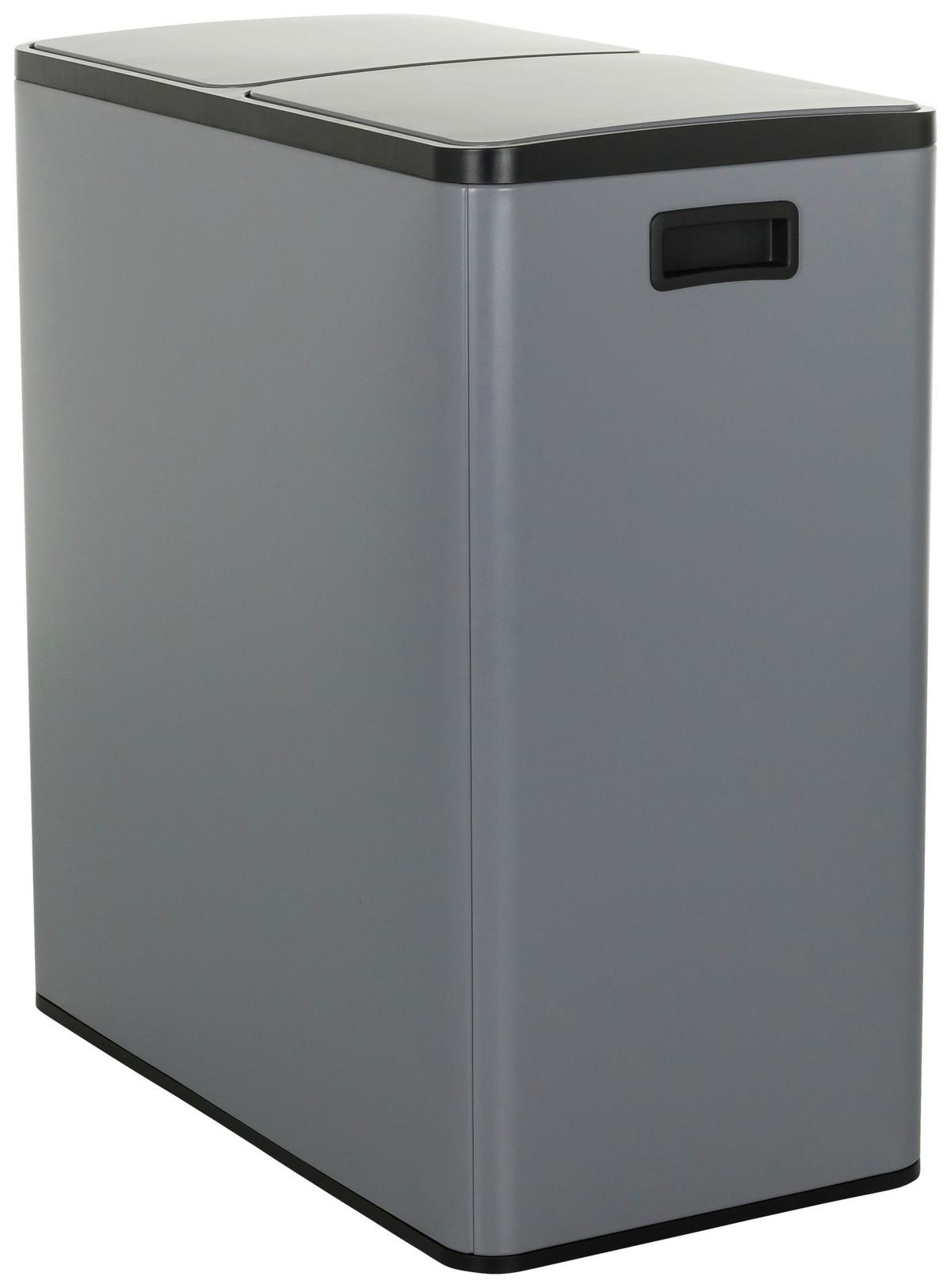 Abfallsammler Clean Grau ca. 58,5x62x32cm - Schwarz/Grau, MODERN, Kunststoff/Metall (58,5/62/32cm) - MID.YOU