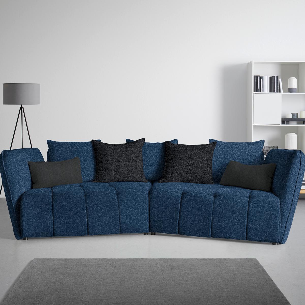 Boxspringsofa Sofi Dunkelblau - Dunkelgrau/Schwarz, MODERN, Textil (294/93/152cm) - Premium Living