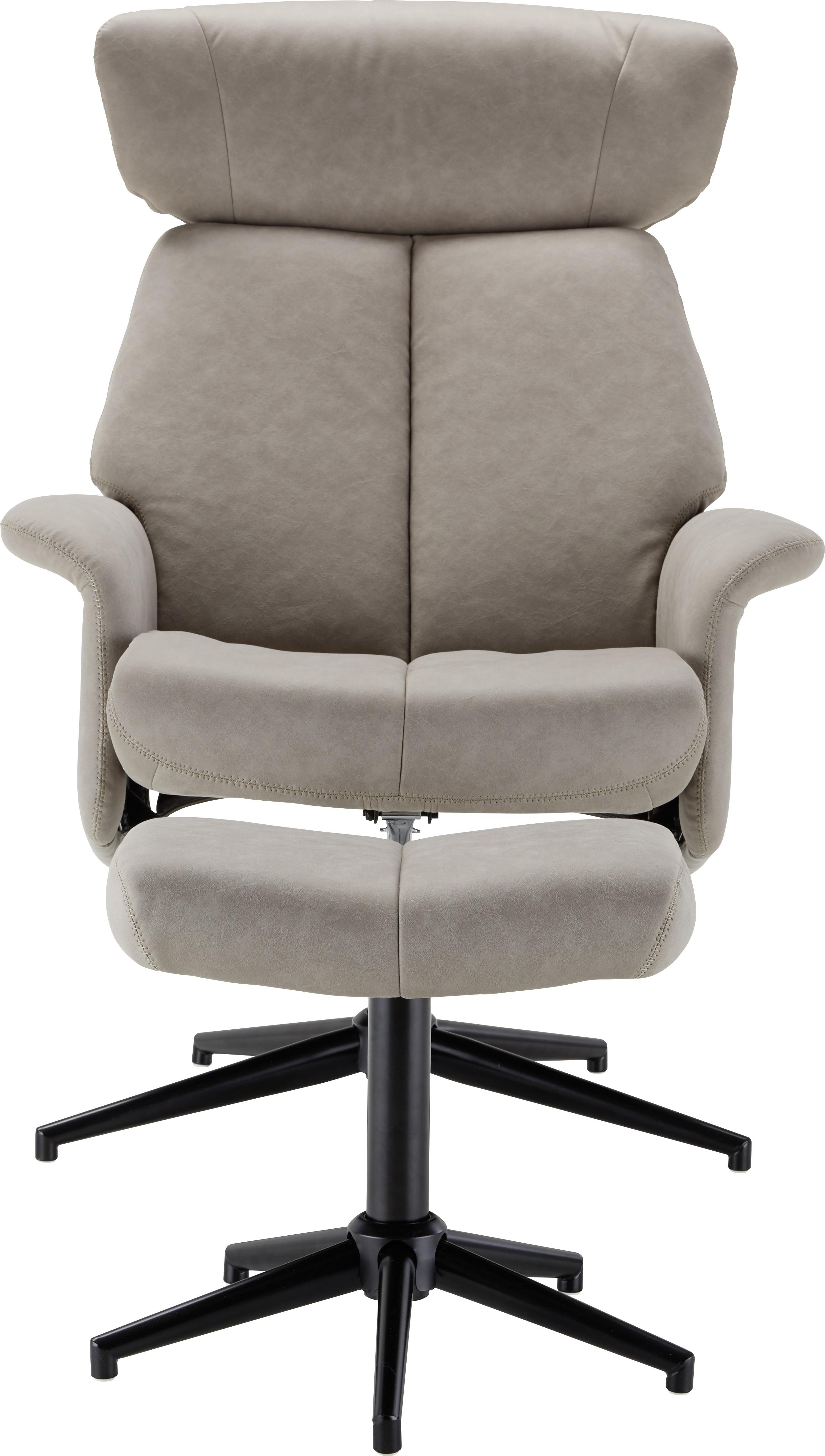 Relaxsessel in Braun mit Hocker - Schwarz/Braun, Modern, Kunststoff/Textil (76/97-109/76-107cm) - Modern Living