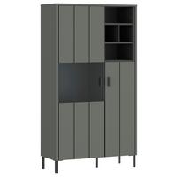 Vitrina Shirley, Siva, Zelena, Črna - črna/siva, Design, kovina/umetna masa (82,1/156/40cm)