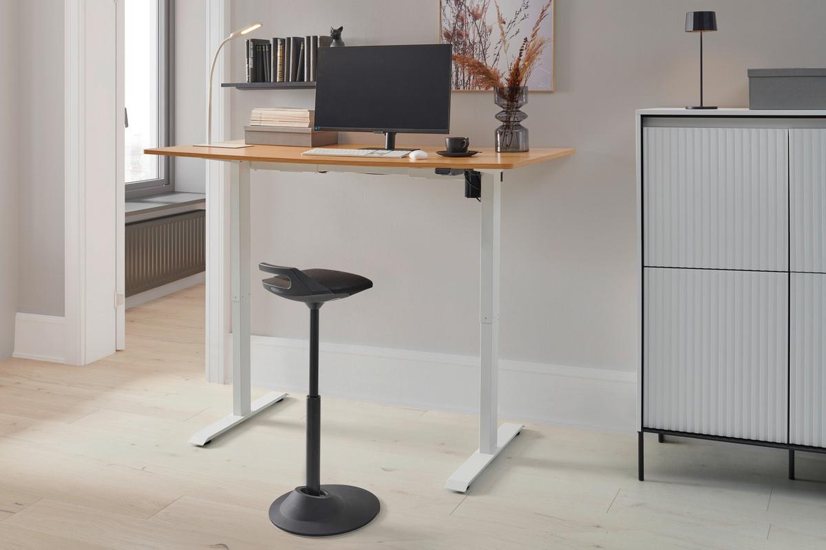 BIURKO ALGHERO - kolor dębowy/biały, Modern, materiał drewnopochodny/metal (160/73-123/80cm) - Livetastic