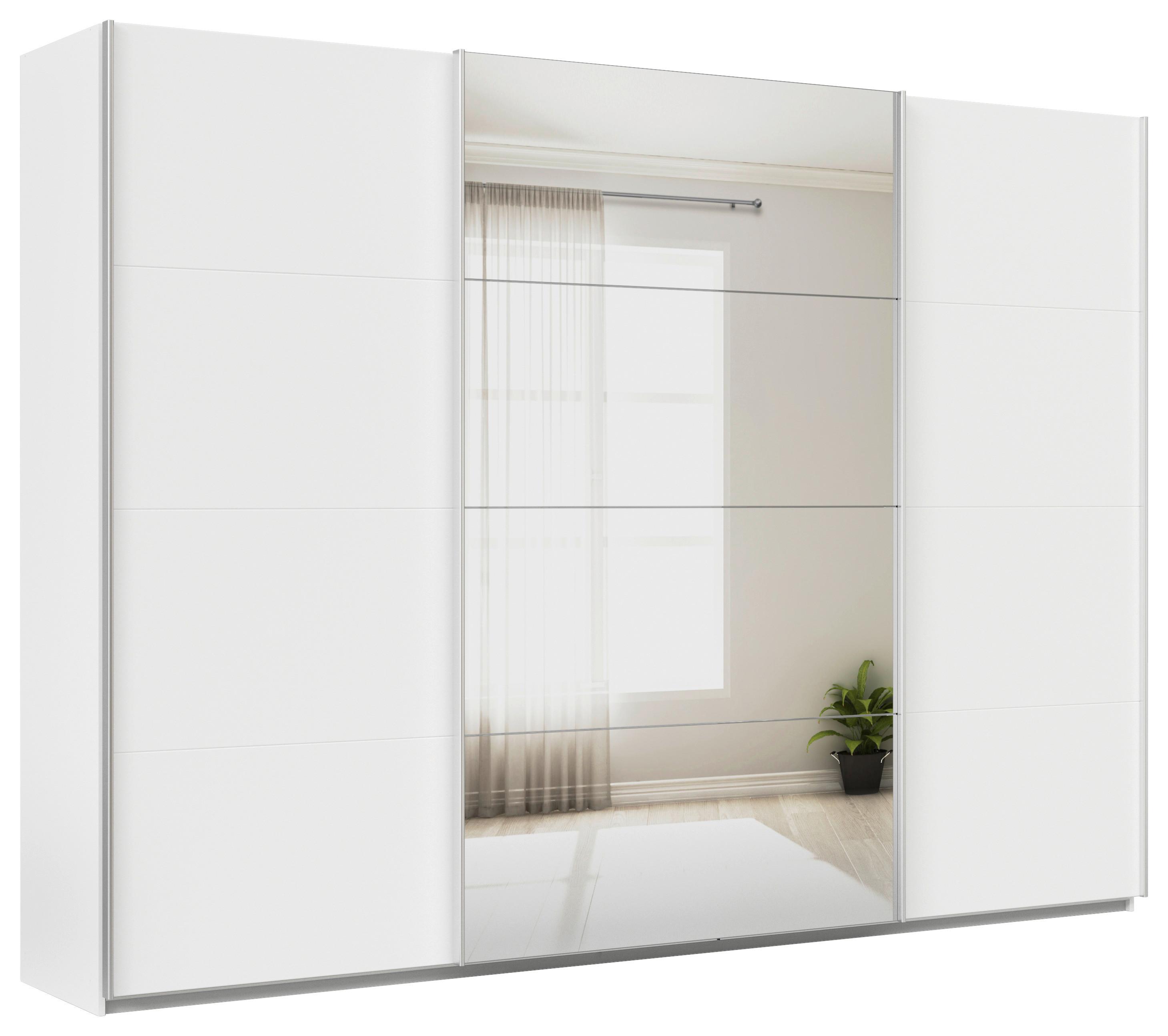 Omara Z Drsnimi Vrati Feldkirch, Bela - srebrne barve/bela, Moderno, kovina/leseni material (315/229/62cm) - Modern Living