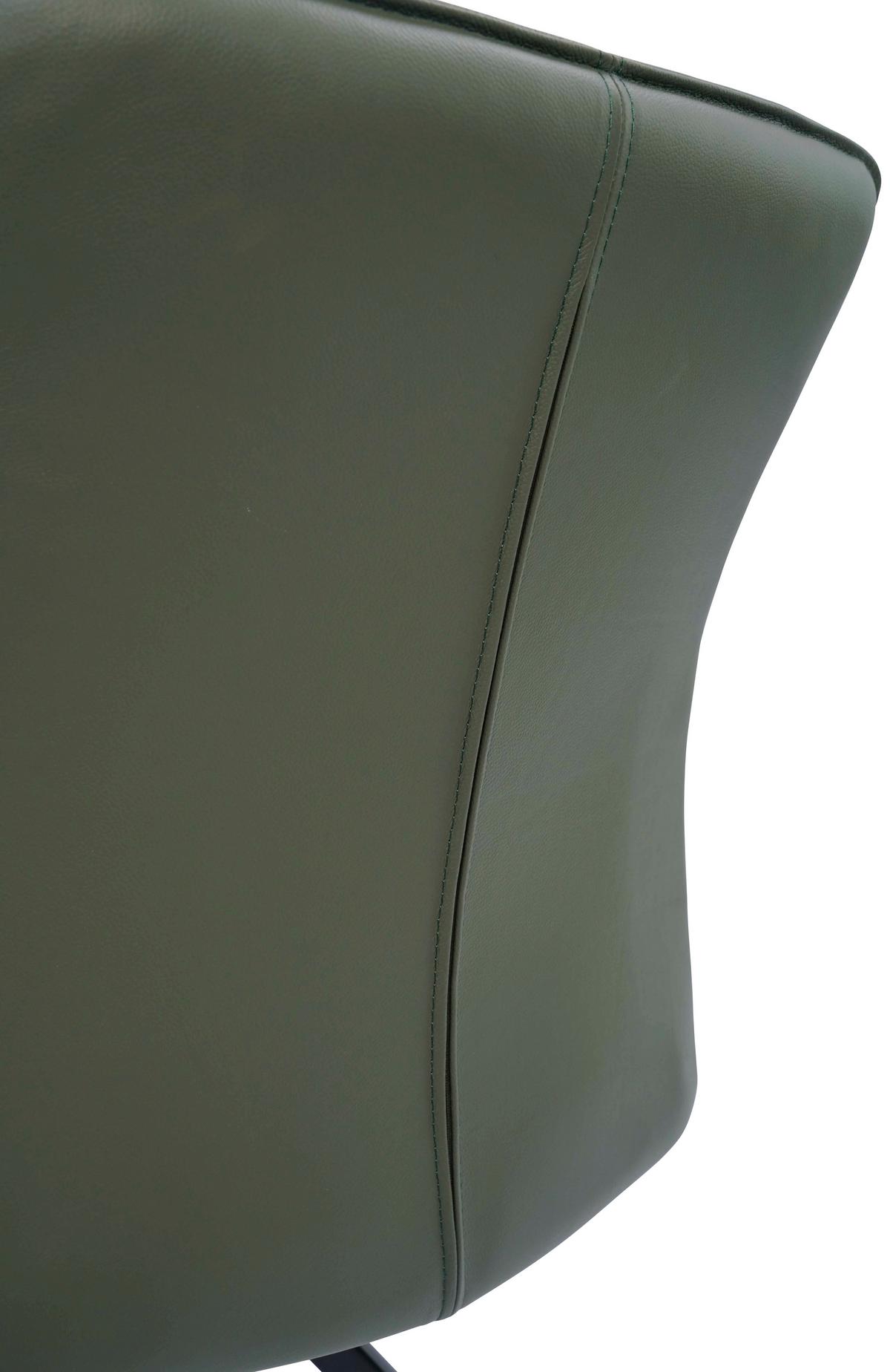 KRZESŁO Z PODŁOKIETNIKAMI YUKI -EXKLUSIV- - zielony/czarny, Design, skóra/metal (64/87/60cm) - Novel