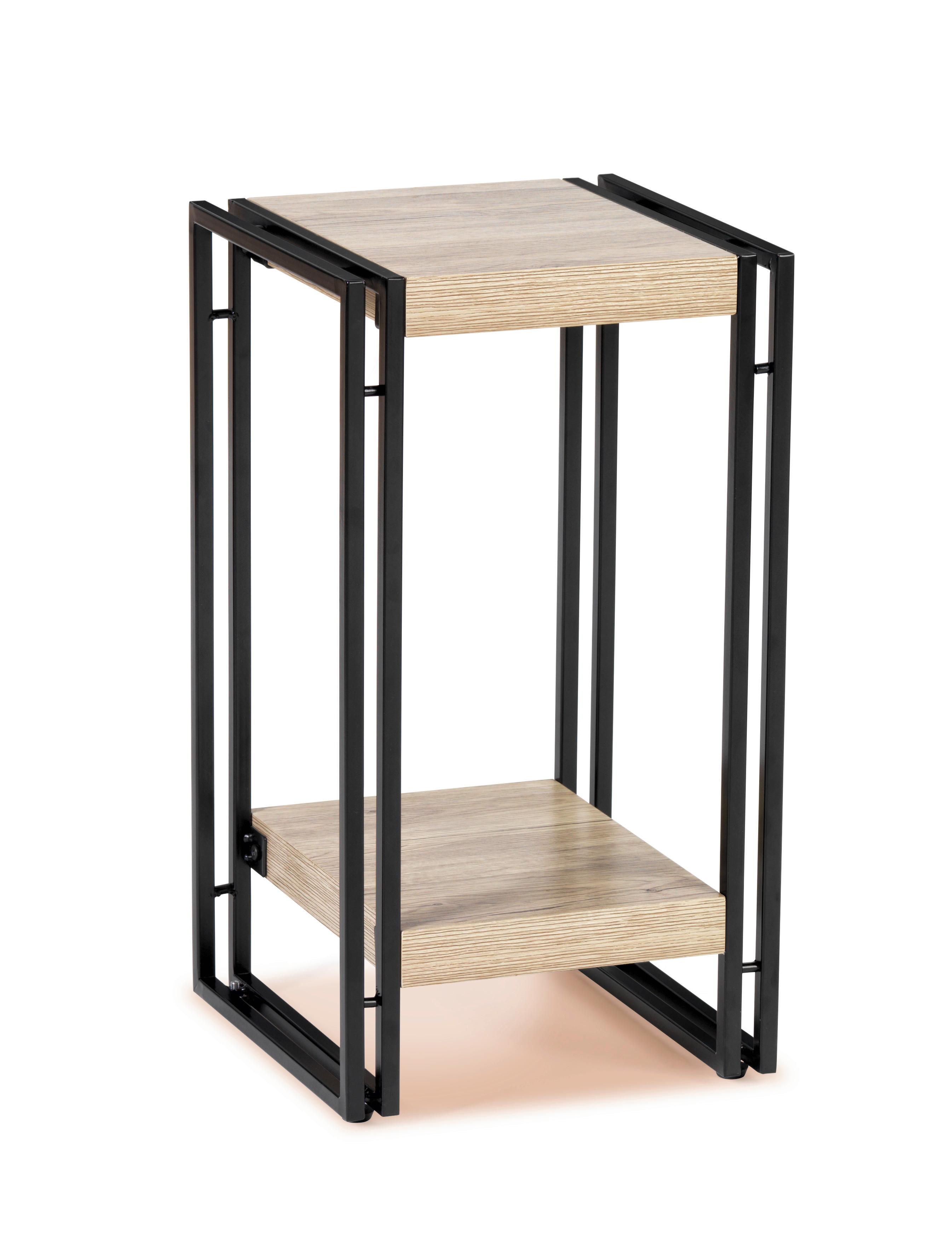 Stojalo Za Rože Scott 4, Barva Hrasta, Črna - črna/barve hrasta, Moderno, kovina/leseni material (30/55/30cm) - Modern Living