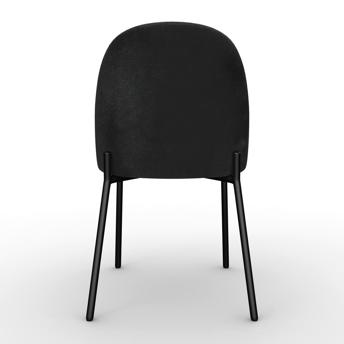 Stuhl Elora Schwarz Webstoff Gepolstert - Schwarz, MODERN, Textil/Metall (48/86/55cm) - Bessagi Home