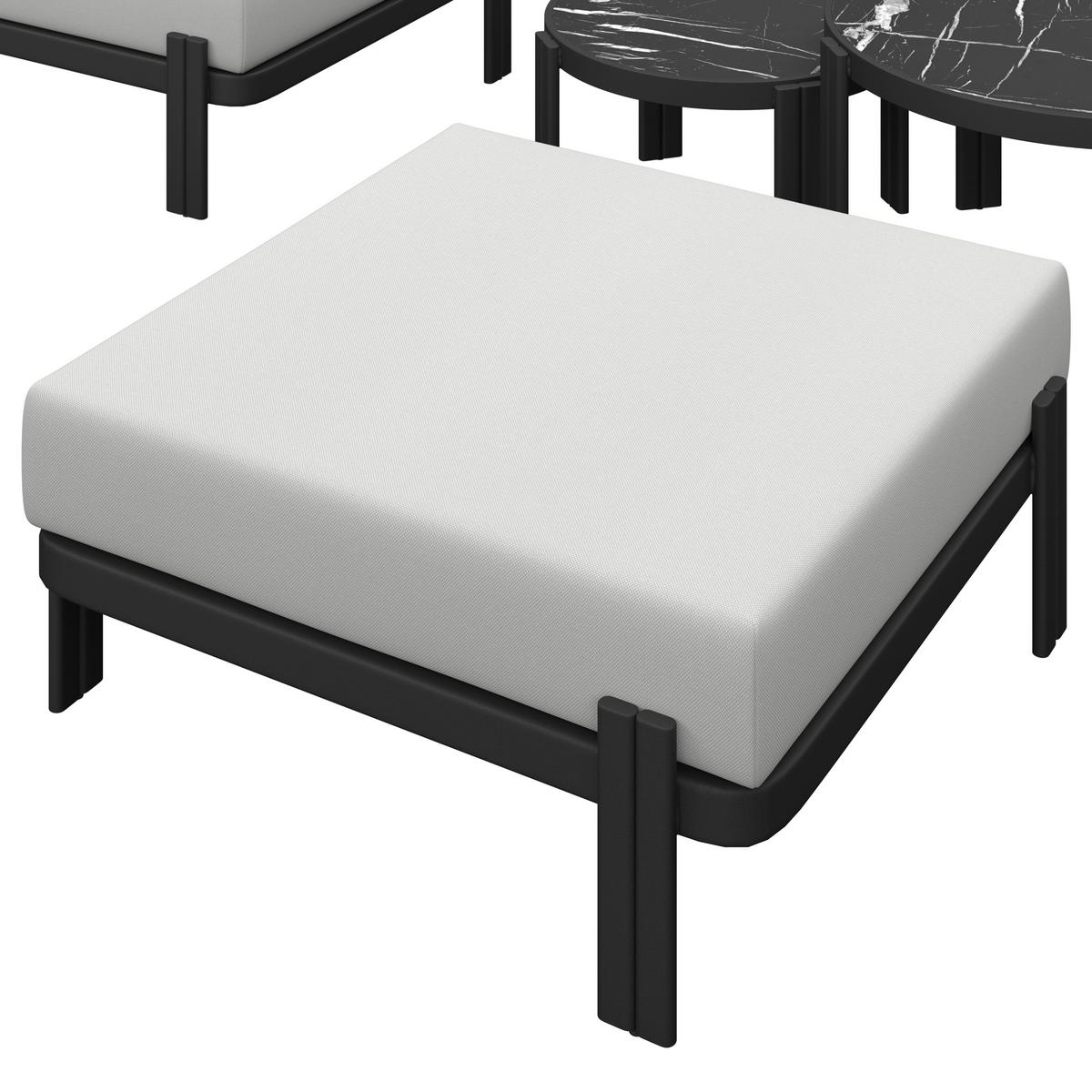 Loungegarnitur Cherry Hellgrau Outdoorstoff/Metall - Hellgrau/Schwarz, MODERN, Kunststoff/Textil (265/73,5/265cm) - Bessagi Garden