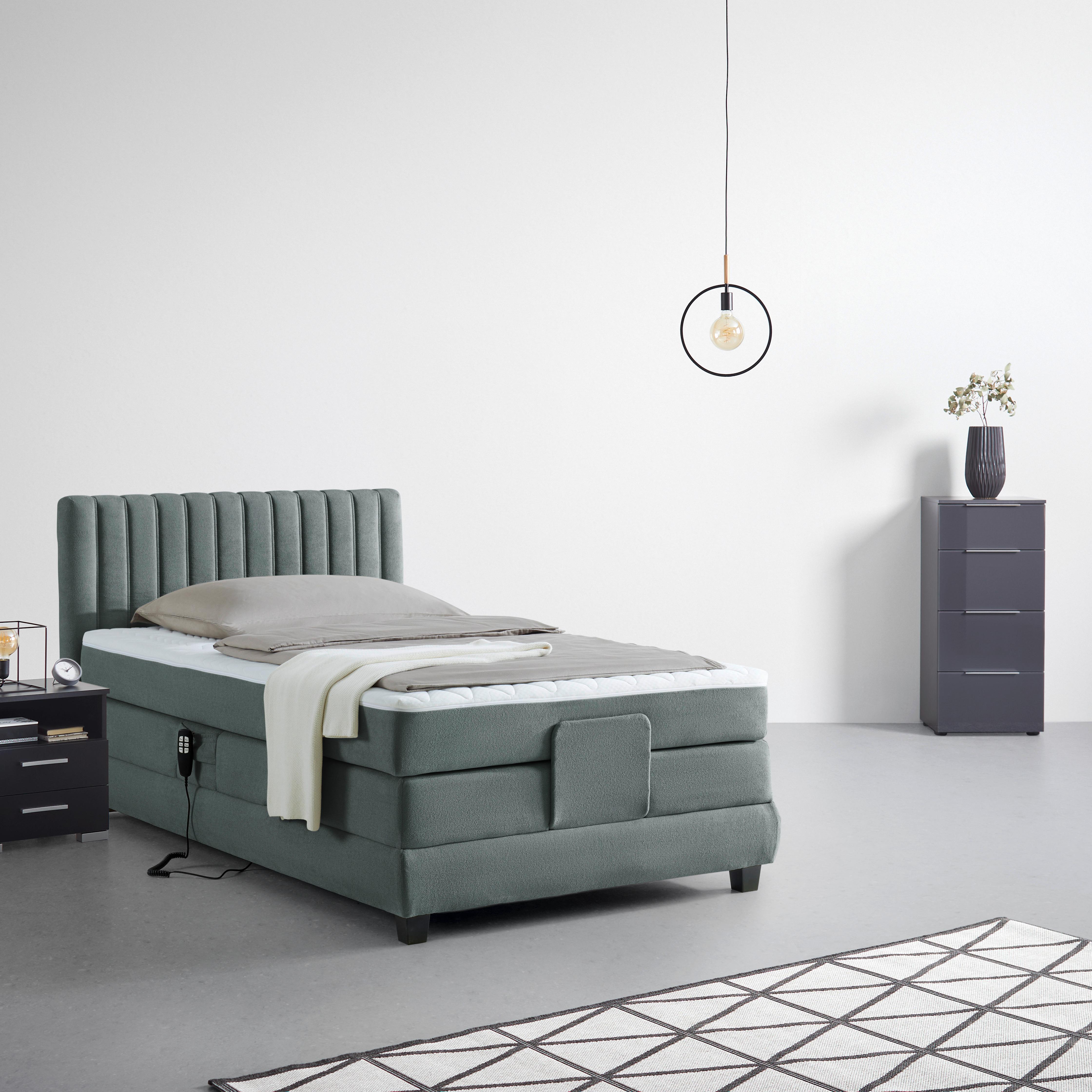 Boxspringbett Dixon Anthrazit ca. 100x200cm - Anthrazit/Schwarz, Konventionell, Holz/Holzwerkstoff (100/200cm) - Premium Living