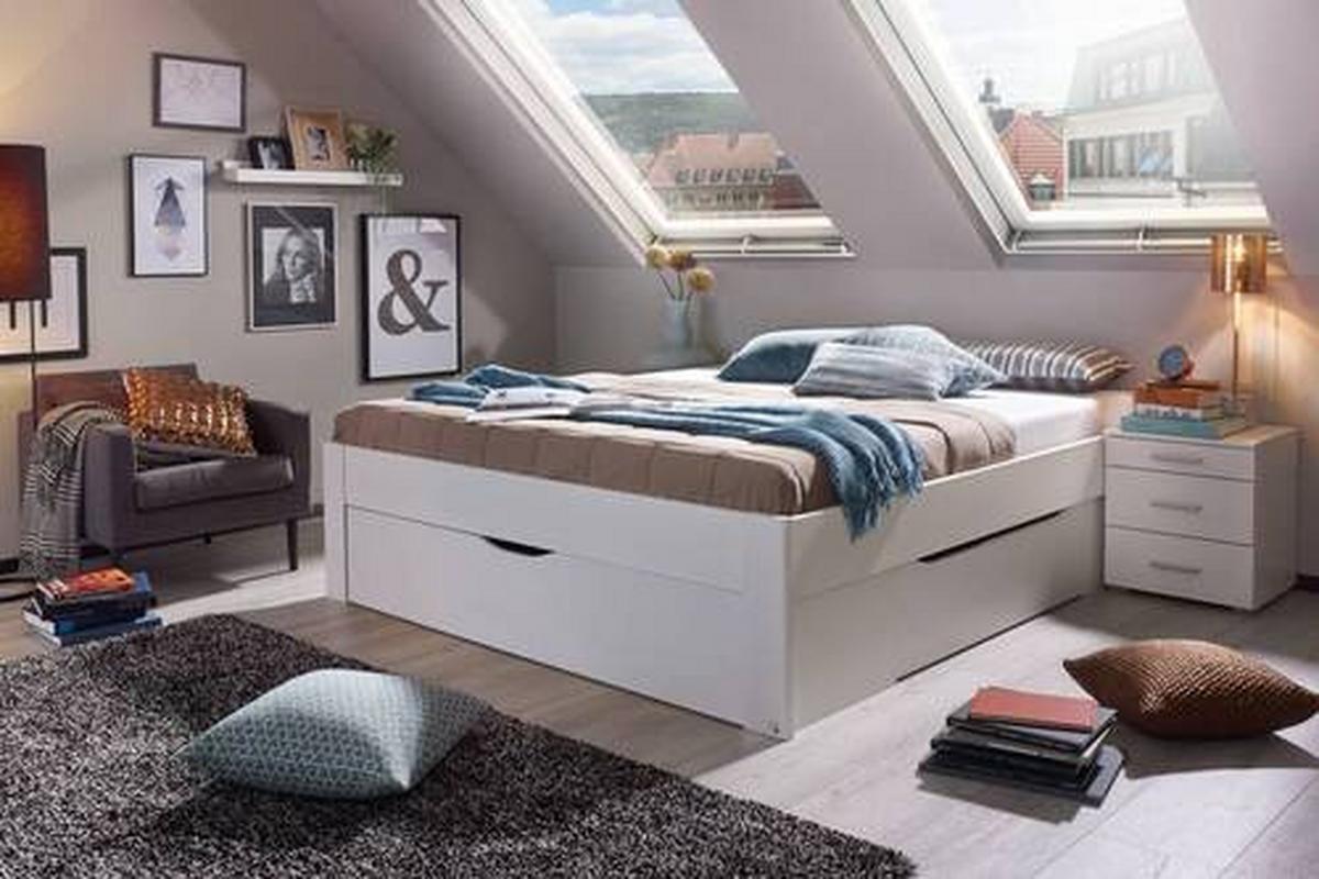 Postelja S Predalom Scala, Bela - bela, Moderno, leseni material (180/200cm) - Rauch Möbel