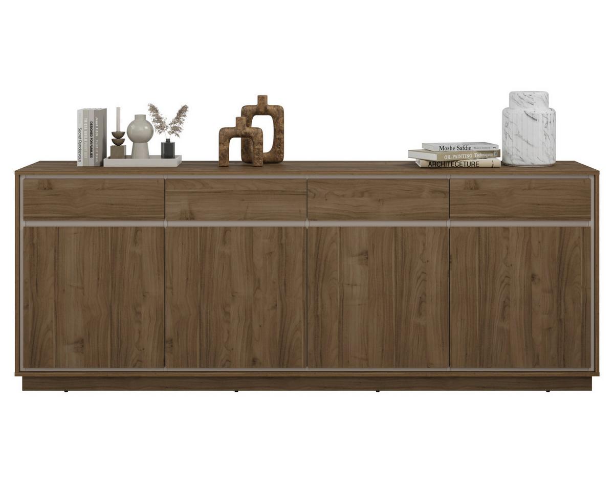 Komód Cosme - kasmírszínű/diószínű, Modern, faalapú anyag (220/84/40cm)