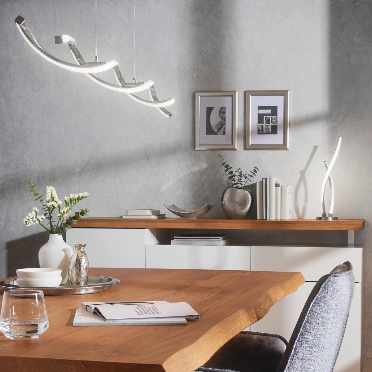 LAMPA WISZĄCA LED 9142-55 POLINA - kolor niklowy, Design, metal (110/8/140cm) - Paul Neuhaus