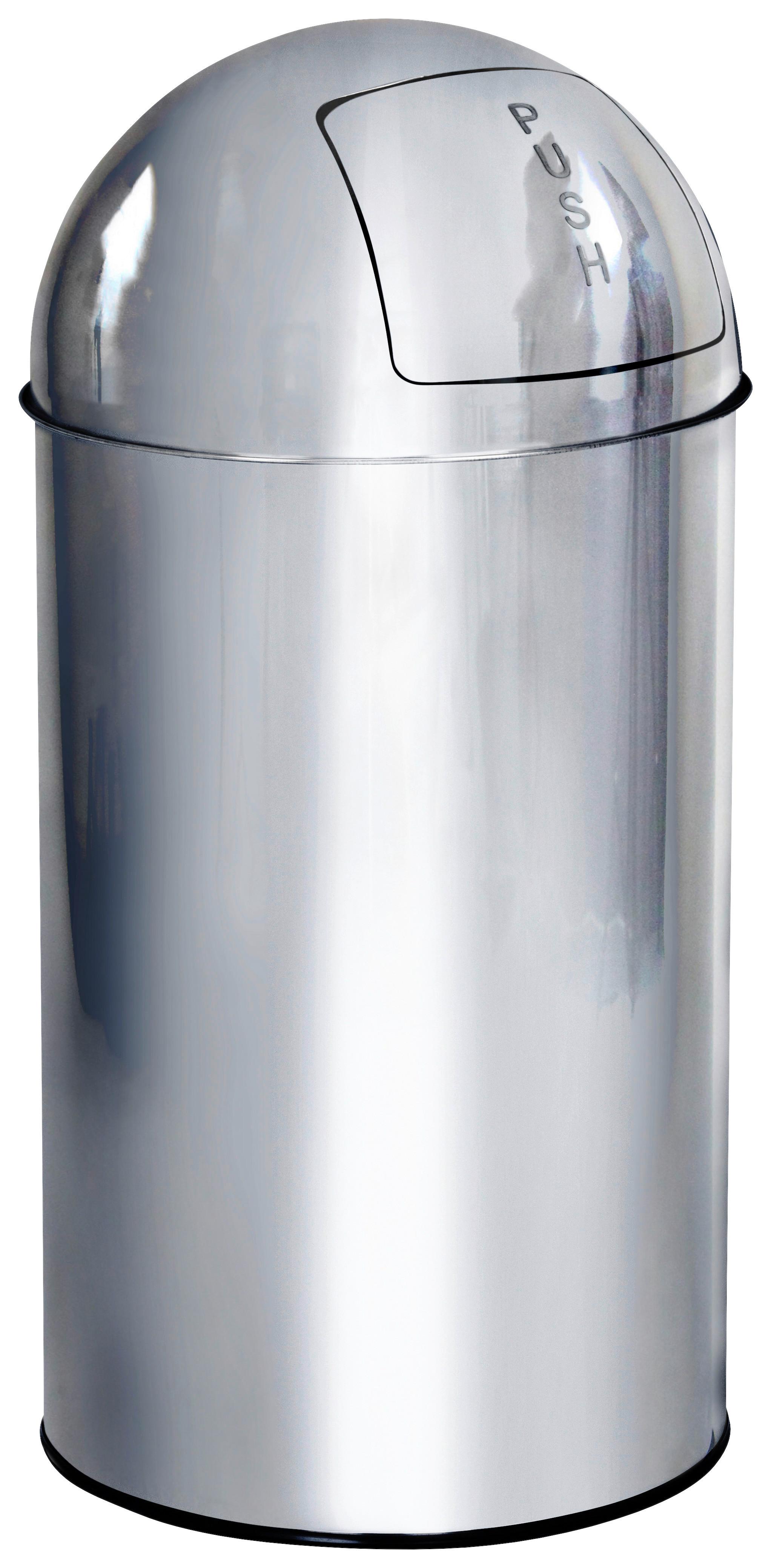 Koš Za Smeti Push, 50 L, Videz Kroma - srebrne barve, Basics, kovina (35/74/35cm) - MID.YOU