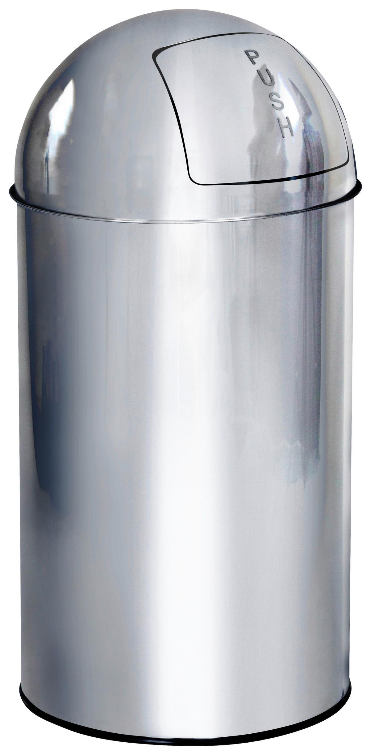 Koš Za Smeti Push, 50 L, Videz Kroma - srebrne barve, Basics, kovina (35/74/35cm) - MID.YOU