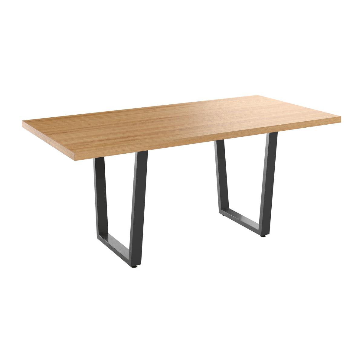 Raztegljiva Jedilna Miza Rudi, Barva Hrasta, 180-220x90 - črna/naravne barve, Moderno, kovina/leseni material (180 - 220/75/90cm)