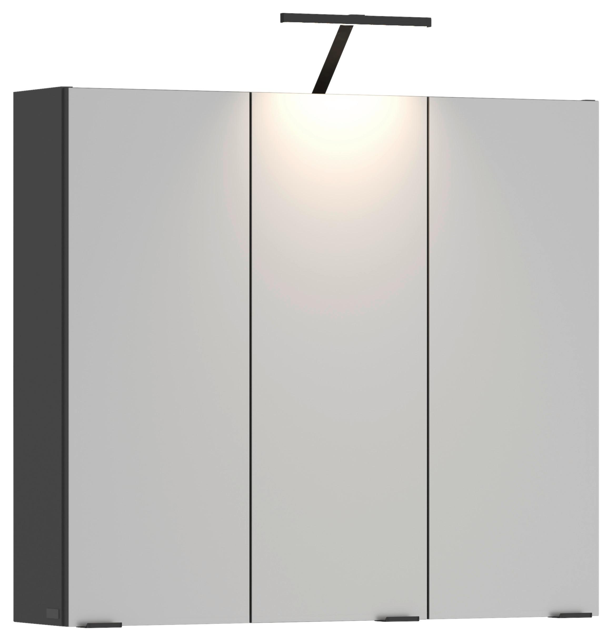 Tükrös Szekrény Cotia - fekete/antracit, Modern, faalapú anyag/Üveg (77/73/20,4cm)