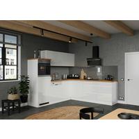 Eckküche Monza mit Geräten ca. 240x240 cm Weiß/Eiche - Weiß Hochglanz/Eiche Wotan, LIFESTYLE, Holzwerkstoff (240/240cm) - Held