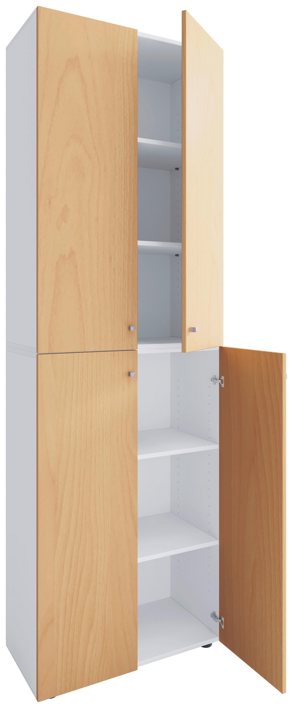 Schuhschrank LONA Weiß/ Buchefarben ca. 70x220x40 cm - Buchefarben/Silberfarben, Design, Holzwerkstoff/Kunststoff (70/220/40cm) - MID.YOU