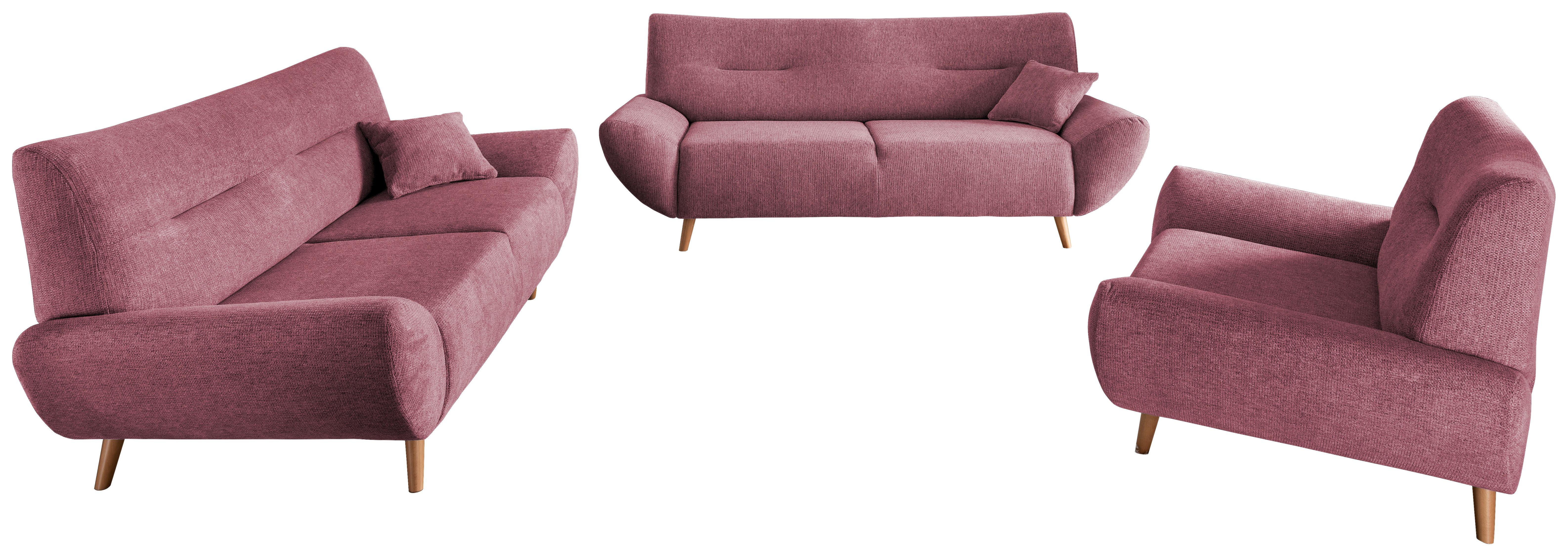 3-Sitzer-Sofa Drago Brombeere Chenille - Wildeiche/Brombeere, MODERN, Holz/Textil (205/81/90cm) - MID.YOU