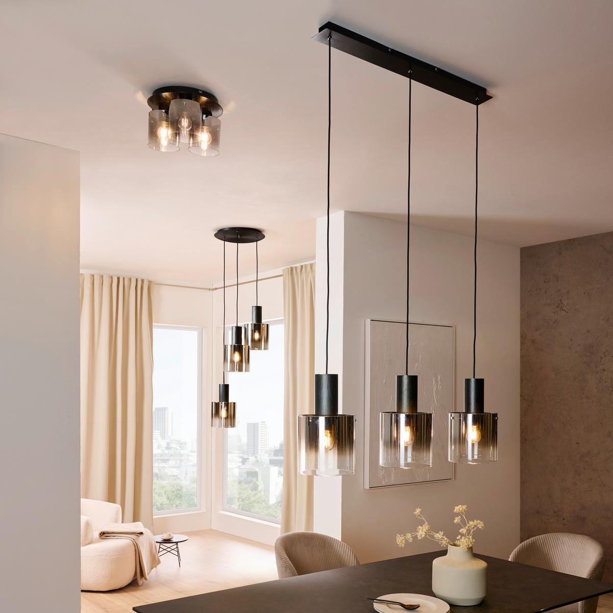 LAMPA WISZĄCA 91069A93 ALESUND - czarny, Design, metal/szkło (50/200cm) - Dieter Knoll