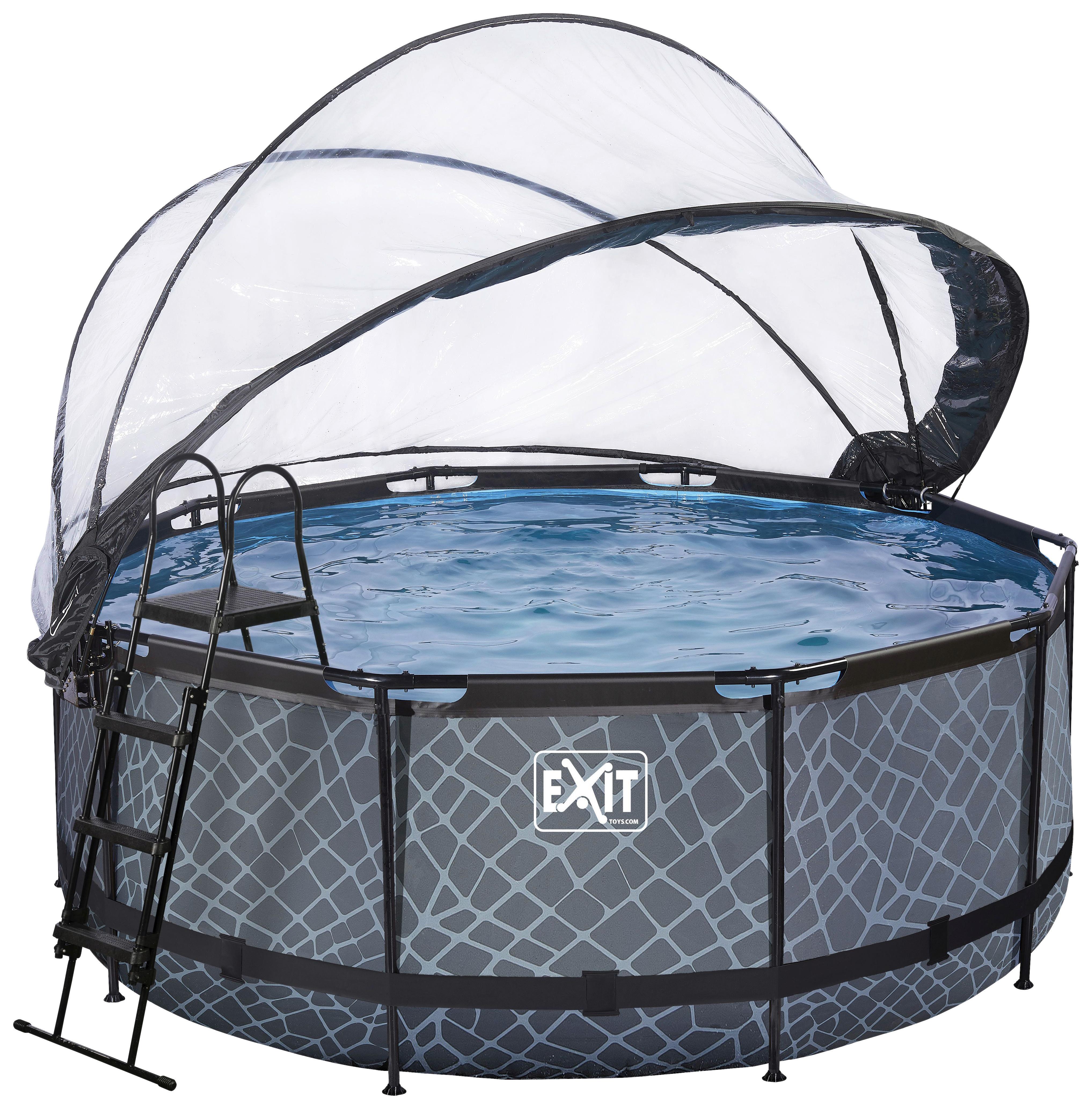 Bazen Exit Stone Pool, Črpalka S Peščenim Filtrom, Ø 360cm - siva, Konvencionalno, kovina (360/122cm) - EXIT Toys