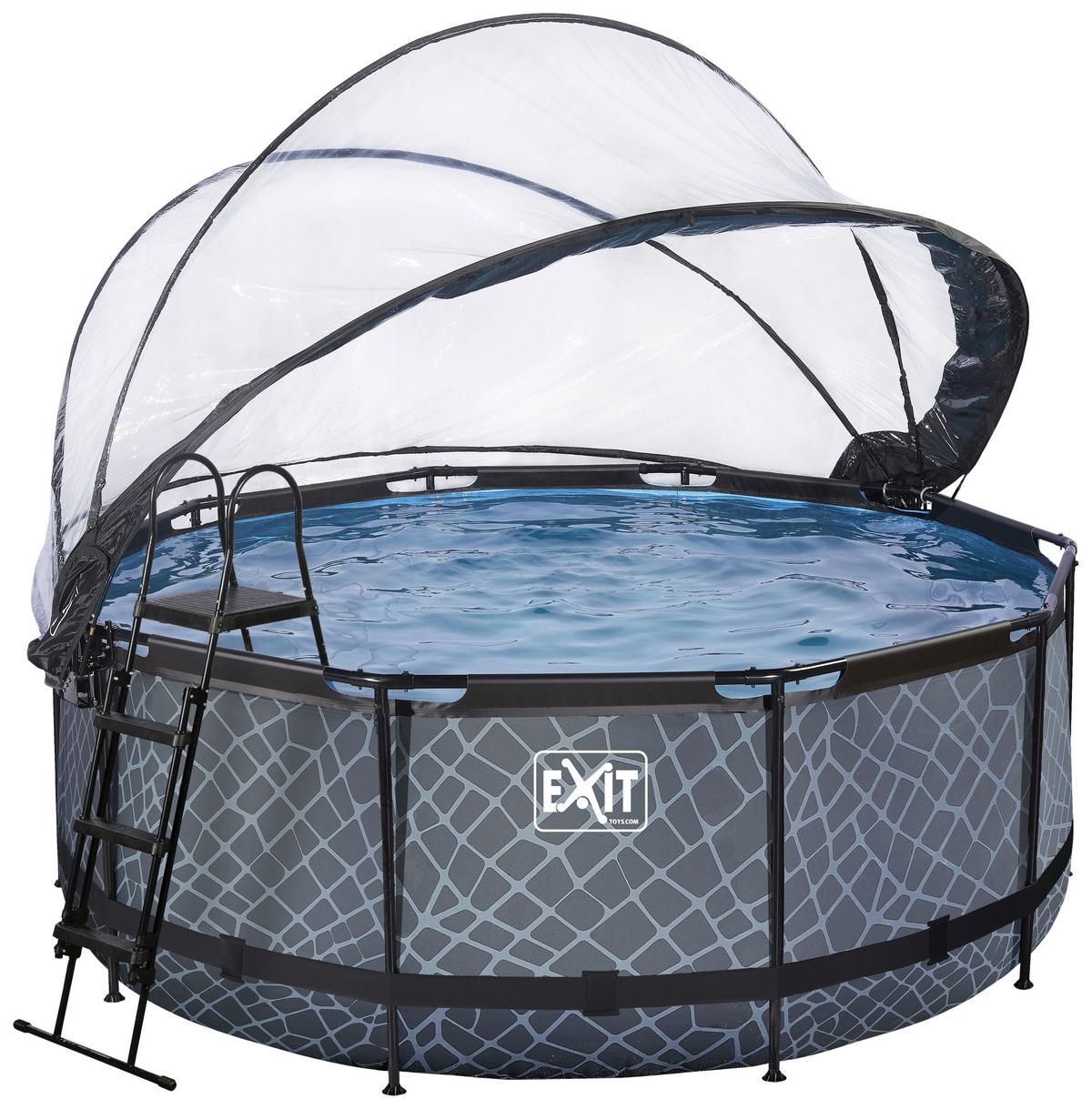 Bazen Exit Stone Pool, Črpalka S Peščenim Filtrom, Ø 360cm - siva, Konvencionalno, kovina (360/122cm) - EXIT Toys