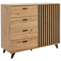 KOMODA SZEROKA THOMAS - kolor dębowy/czarny, Lifestyle, materiał drewnopochodny/metal (103/86/40cm) - MID.YOU