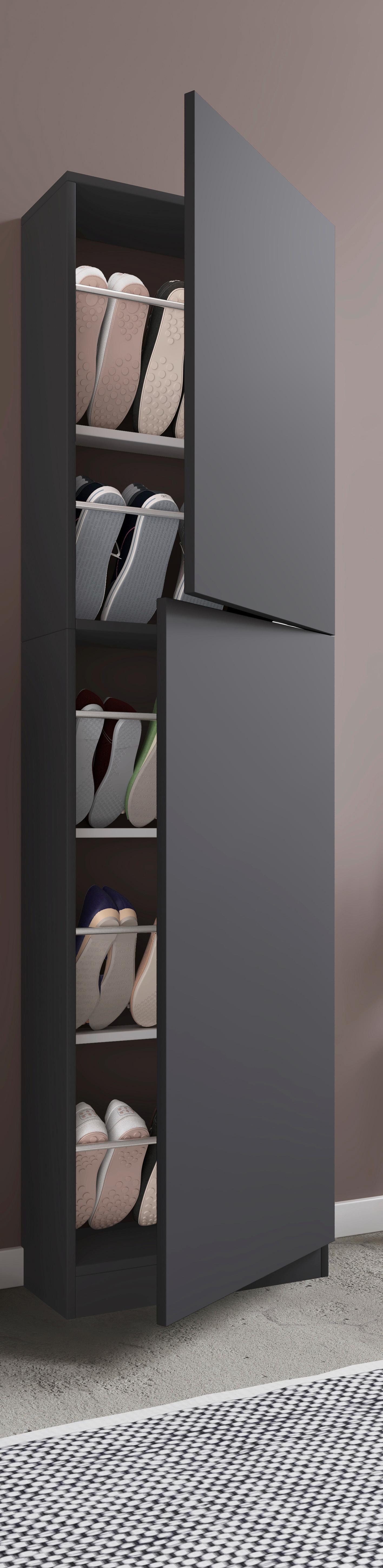 Schuhschrank FULISA Anthrazit ca. 50x180x17 cm - Anthrazit, Design, Holzwerkstoff (50/180/17cm) - MID.YOU
