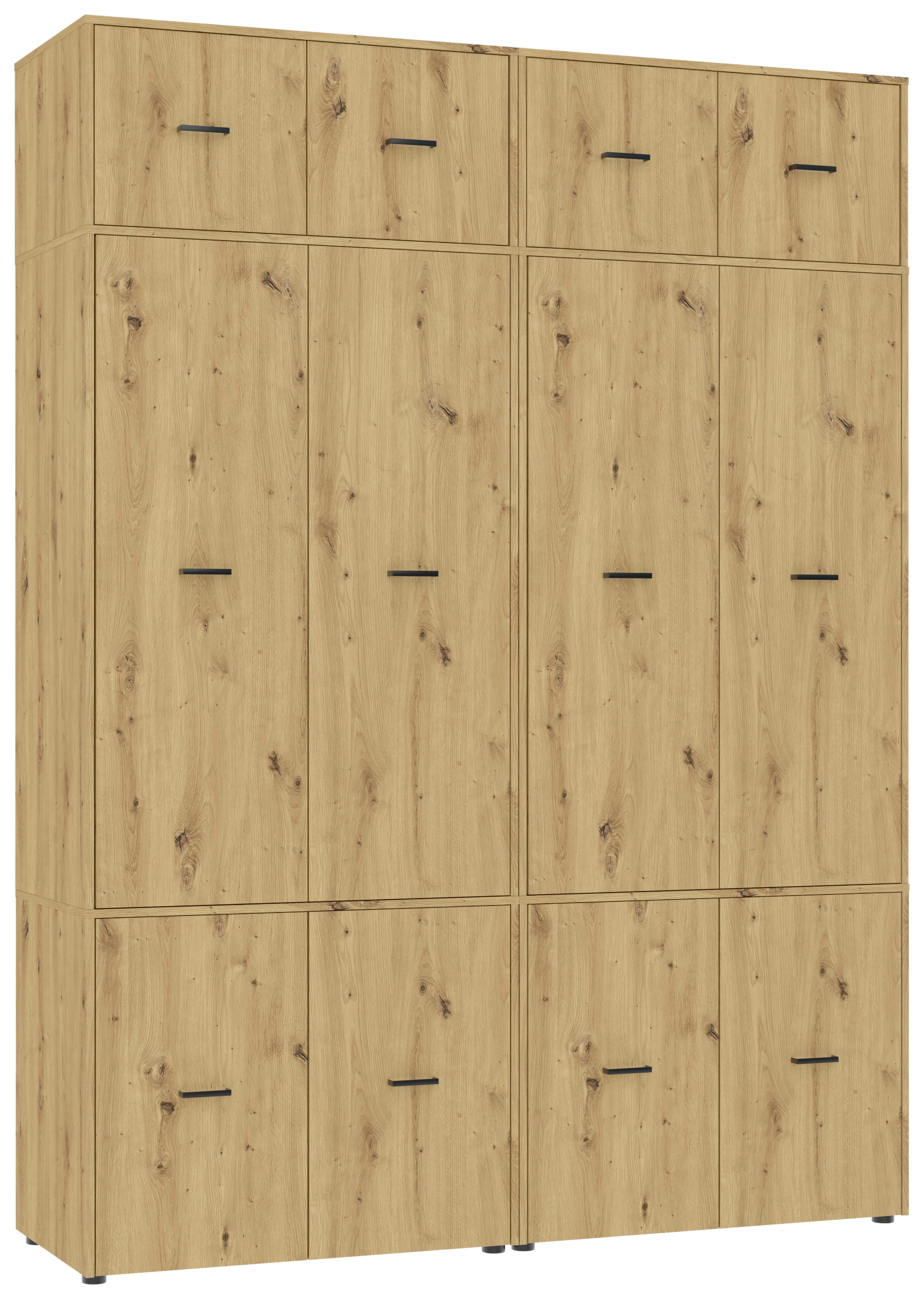 Kleiderschrank Kivo Eiche Artisan - Schwarz/Eiche Artisan, Basics, Holzwerkstoff/Kunststoff (180/239,40/52,1cm) - Based