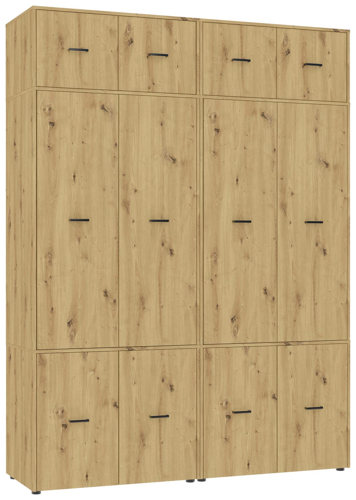 Kleiderschrank Kivo Eiche Artisan - Schwarz/Eiche Artisan, Basics, Holzwerkstoff/Kunststoff (180/239,40/52,1cm) - Based