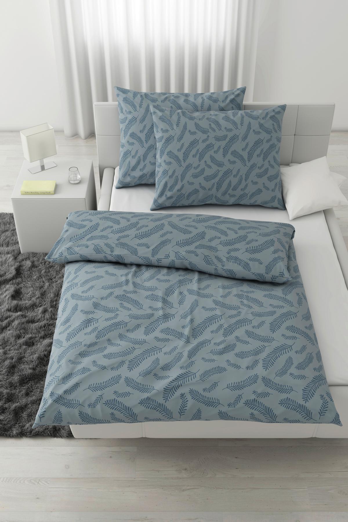 Bettwäsche Ferns XXL Blau ca. 200x220cm - Blau, MODERN, Textil (200/220cm) - Mömax