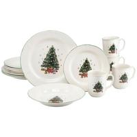 Kombiservice Tannenbaum Multicolor/Weiß, 16-tlg. - Multicolor/Weiß, Basics, Keramik - Creatable