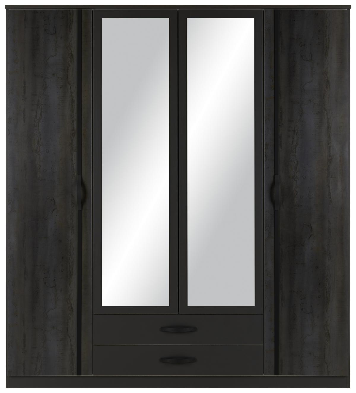 Drehtürenschrank in Graphitfarben/Schwarz - Graphitfarben/Schwarz, Konventionell, Holzwerkstoff (179/199/58cm) - Mömax