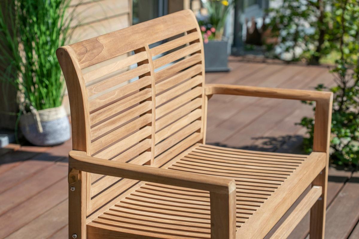 Gartenbank Woodie Teak stapelbar - Basics, Holz (120/92/52cm) - Gardenson