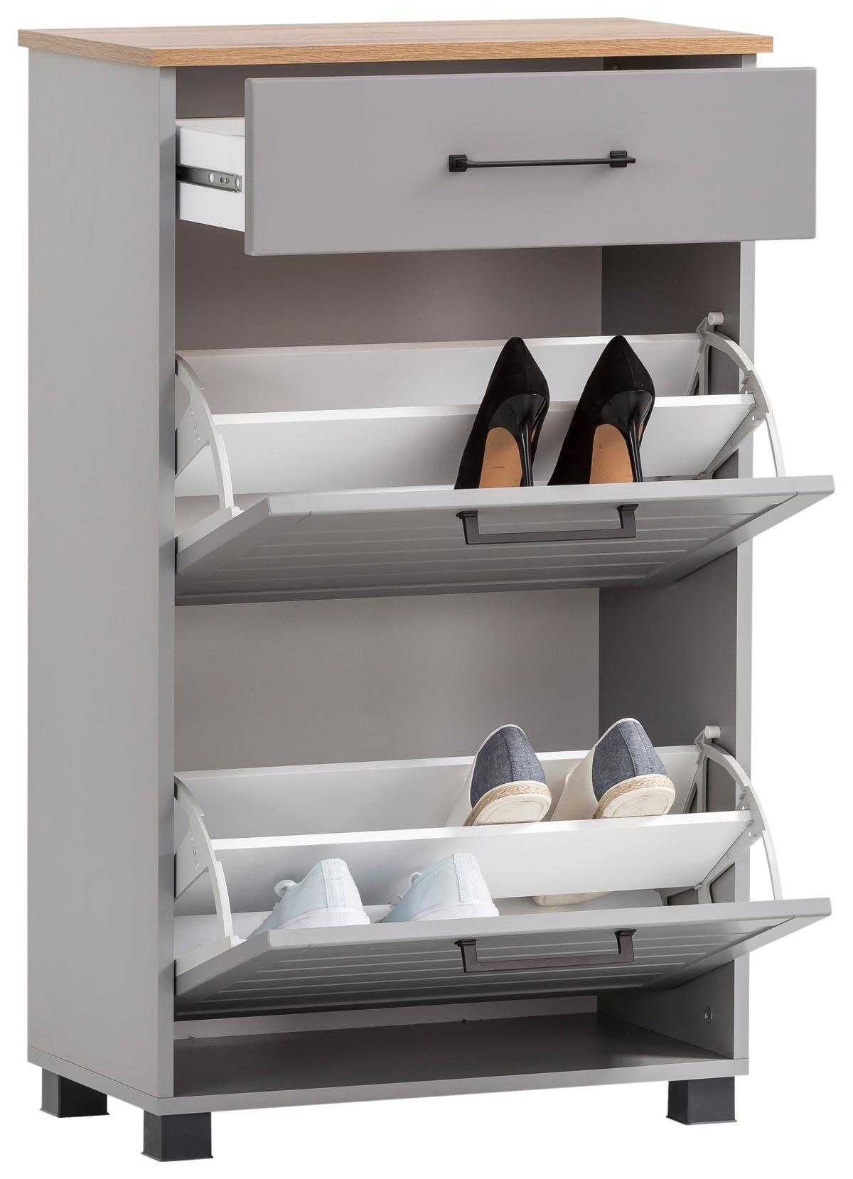 Schuhschrank Jelda ca.62x102x34,1cm Platinfarben - Platinfarben/Schwarz, Holzwerkstoff/Kunststoff (62/102/34,1cm) - MID.YOU