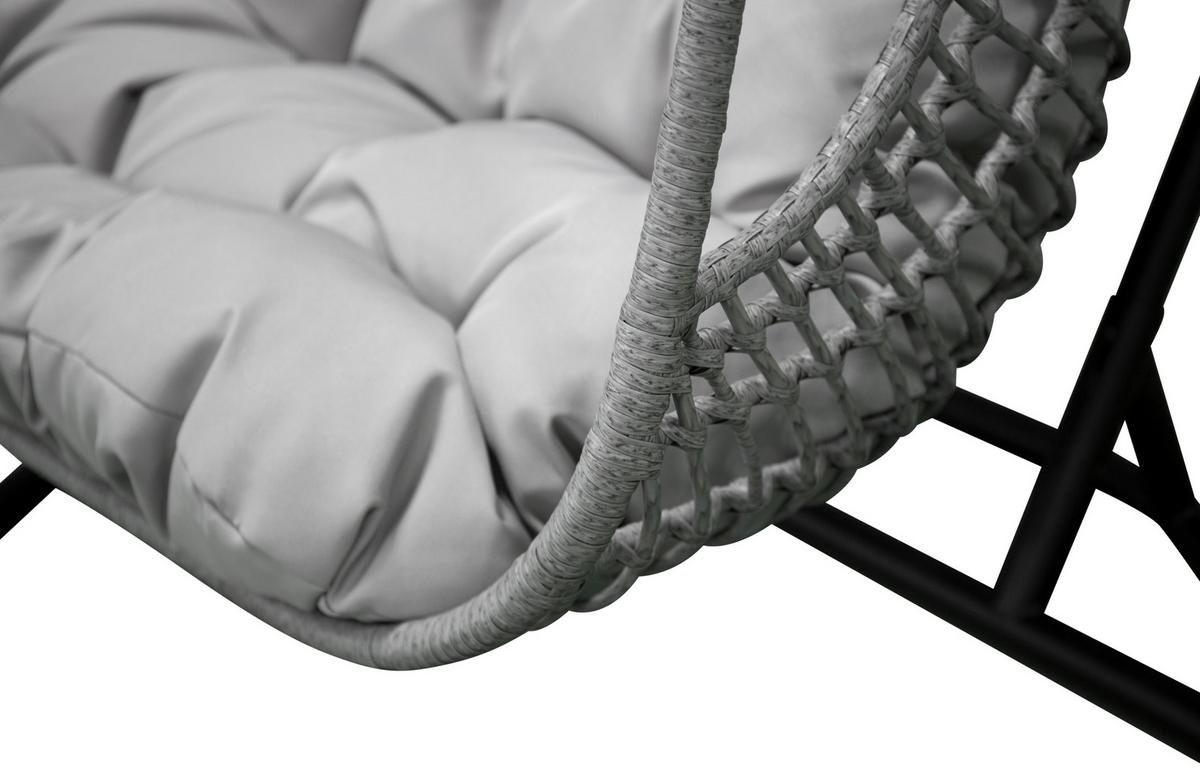 HÄNGESESSEL VIGA - Hellgrau/Schwarz, KONVENTIONELL, Kunststoff/Metall (133/196/105cm) - Gardenson