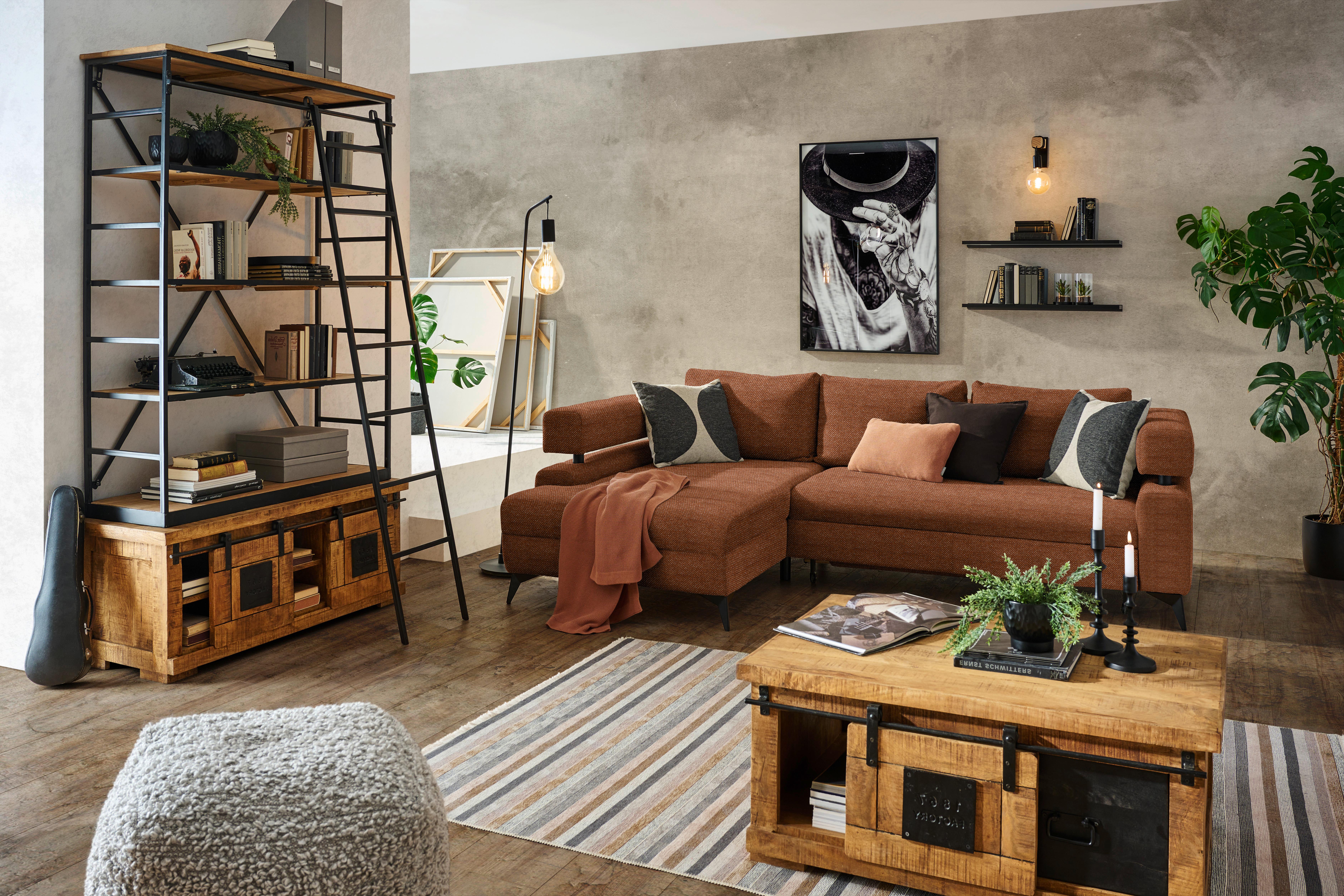 Kutna Garnitura Rosalie - konjak/crna, Konvencionalno, tekstil/metal (184/265cm) - Modern Living