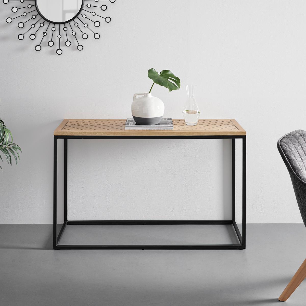 Konsolentisch Holz "Catalina", ca. 120x40 cm, teilmassiv - Eichefarben/Schwarz, MODERN, Holz/Holzwerkstoff (120/40/76cm) - Bessagi Home