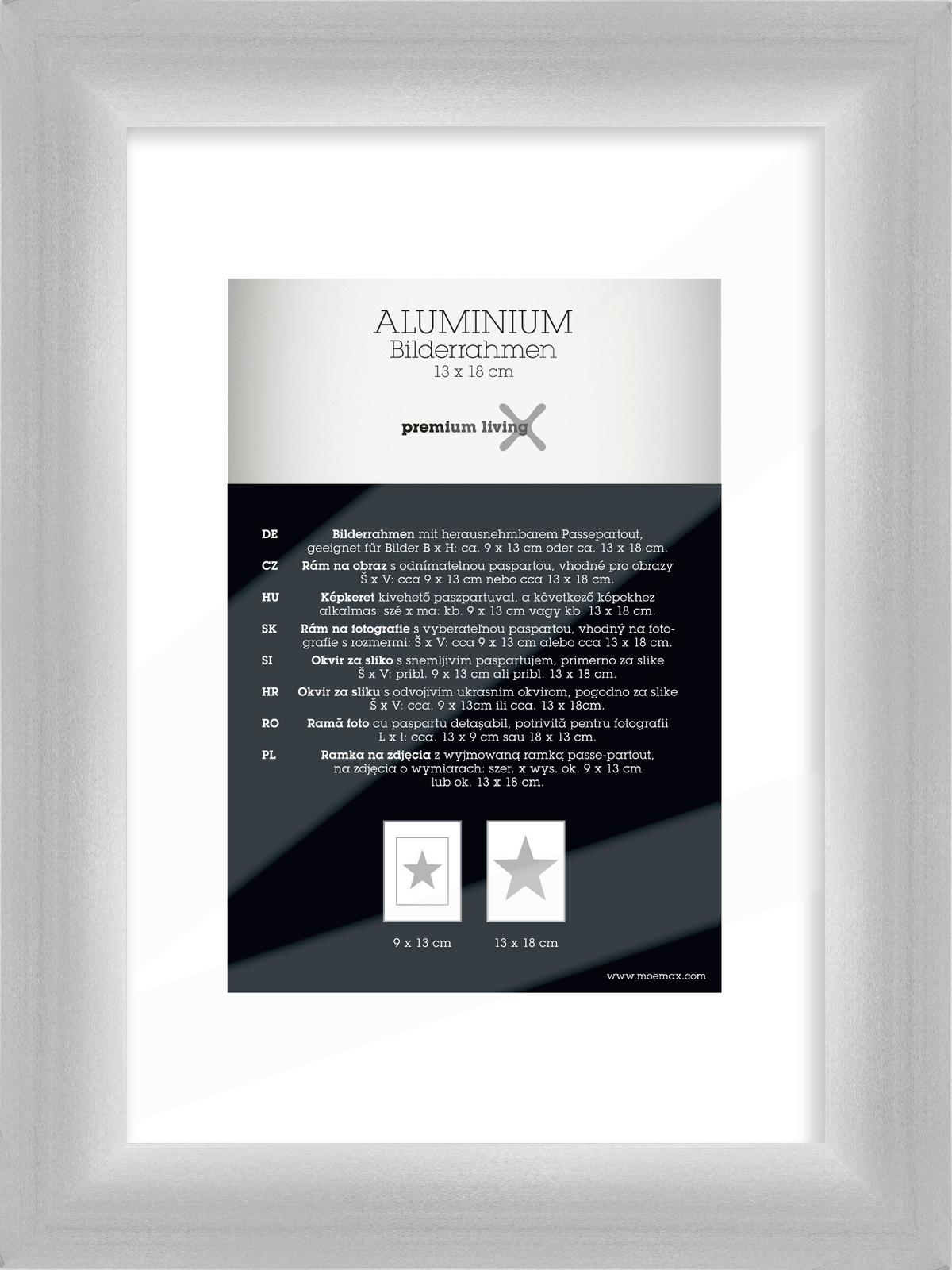 Bilderrahmen Aluminium ca. 16x21cm - Silberfarben, Basics, Metall (16,1/21,1/2.2cm) - Premium Living
