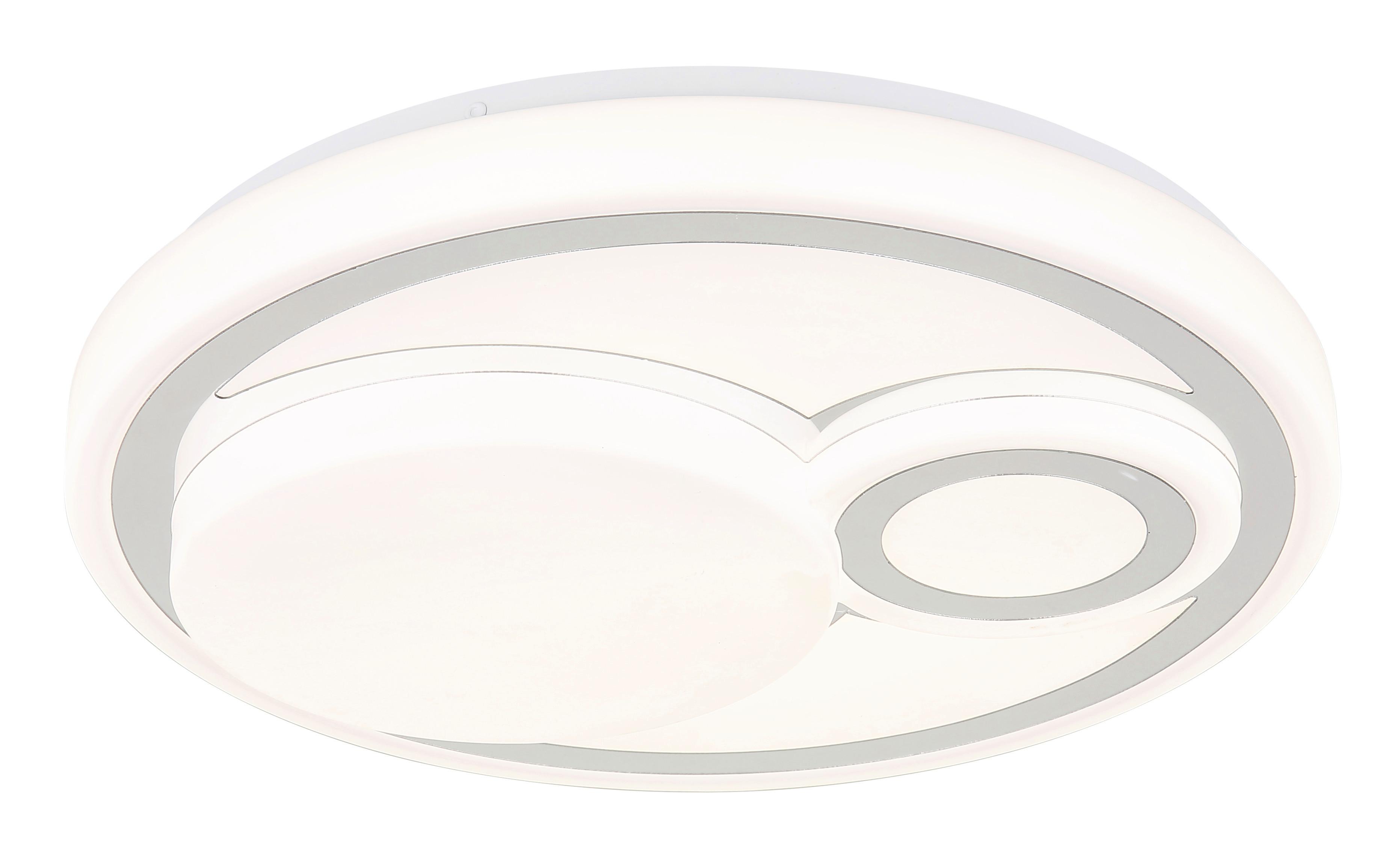 Led Stropna Svjetiljka Ruiz - bijela/boje kroma, Design, metal/plastika (38/7,5cm) - Globo