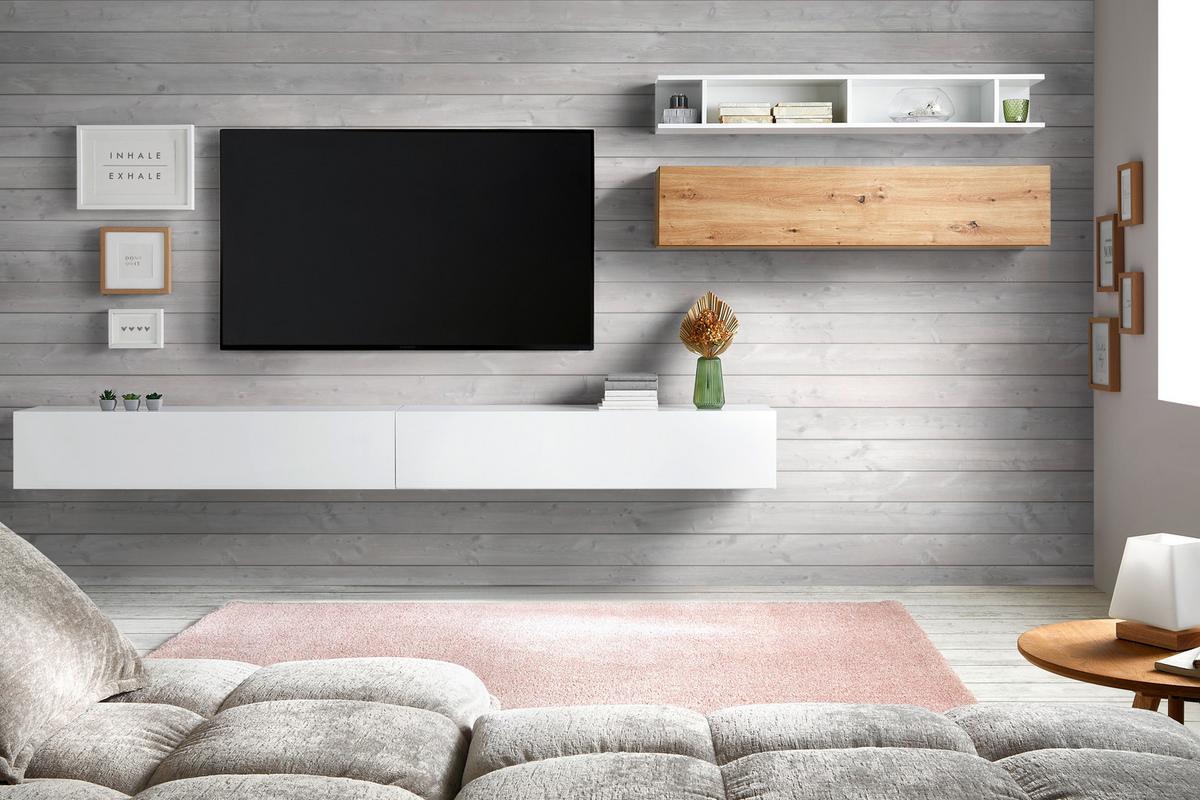 Wandregal Bani in Weiß Hochglanz - Weiß Hochglanz, MODERN, Holzwerkstoff (138/19/21cm) - Mömax