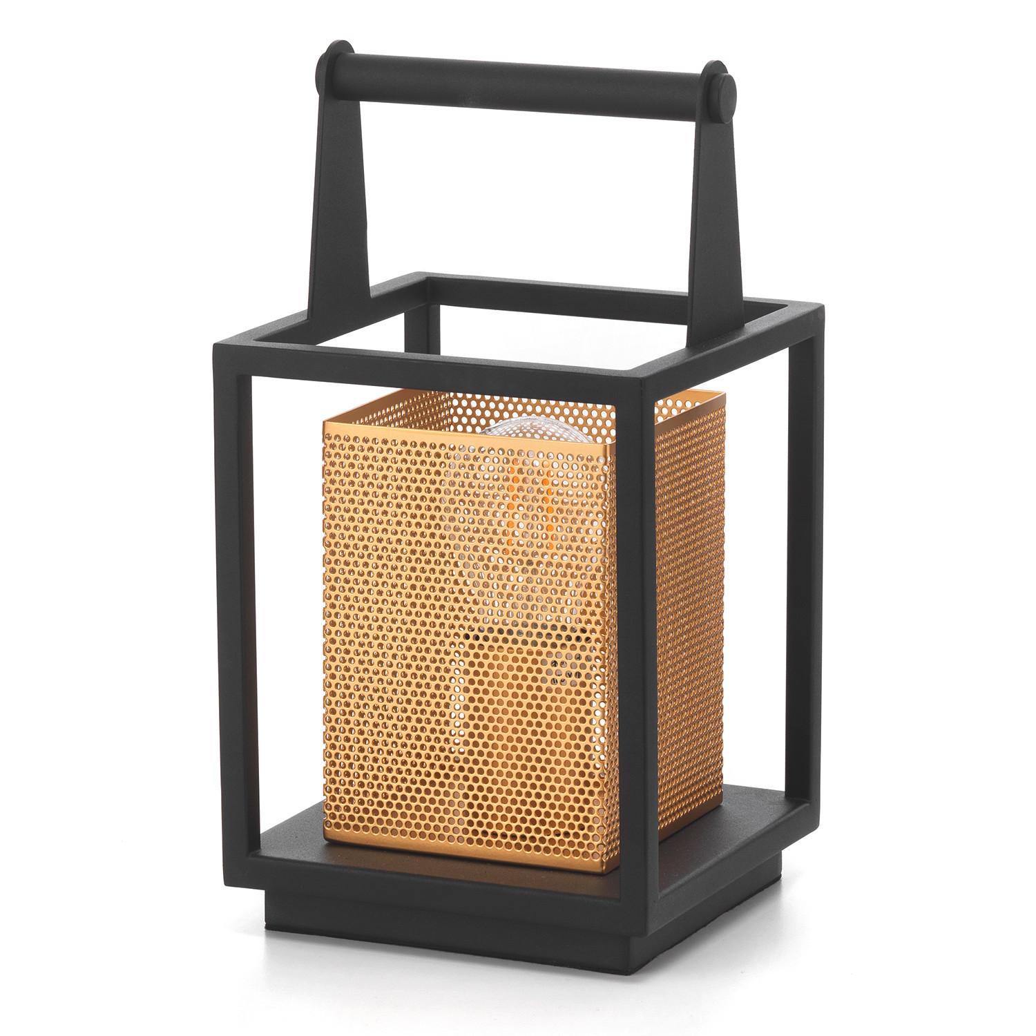 Nachttischleuchte Malik Schwarz/Gold max. 22 Watt - Goldfarben/Schwarz, Design, Metall (15/15/29cm)