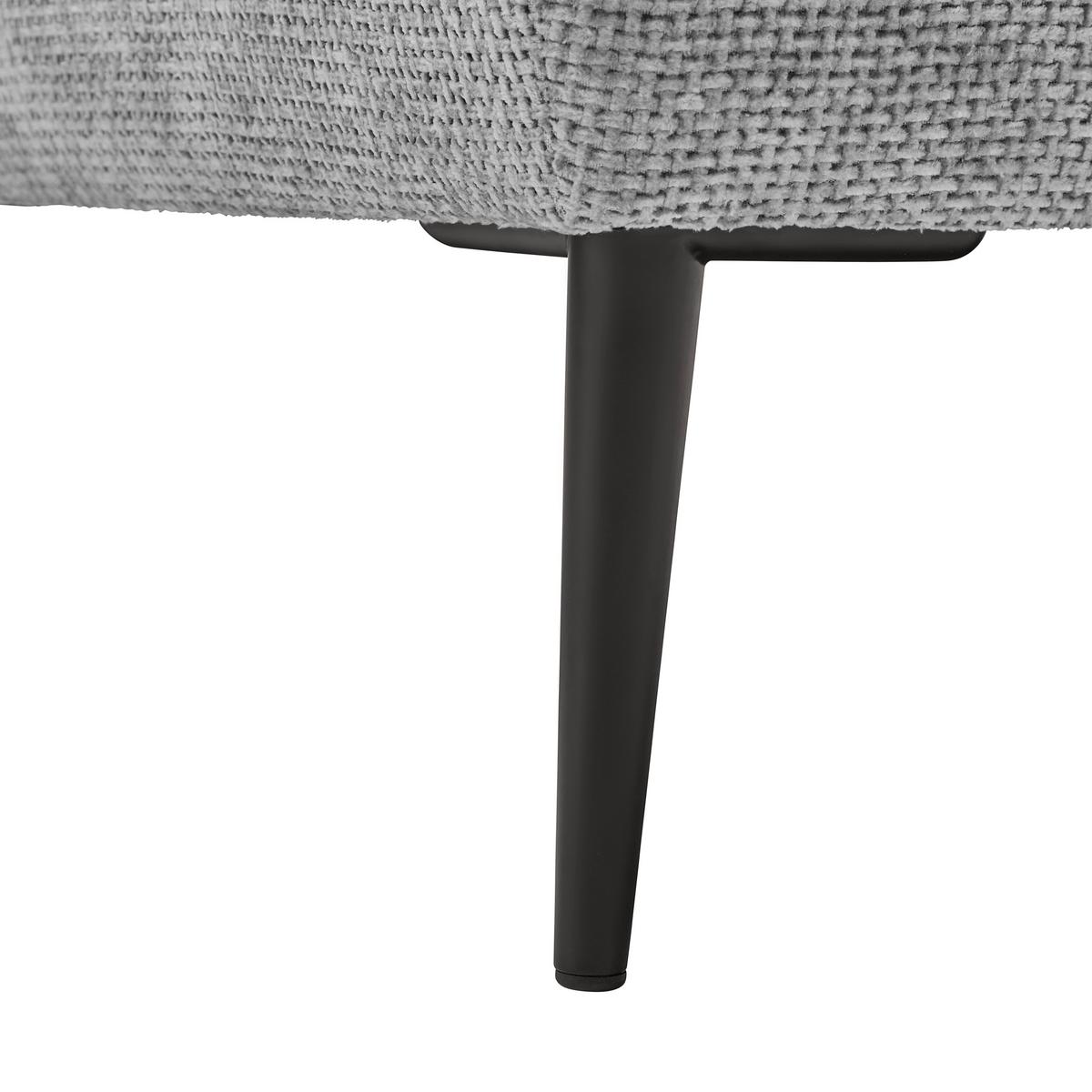 Ecksofa Custom Silberfarben - Hellgrau/Schwarz, MODERN, Textil/Metall (255/164cm) - Mömax