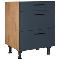 Schubkastenunterschrank Easytouch Blau - Blau/Eichefarben, MODERN, Holzwerkstoff/Metall (60/87/56cm) - Nobilia