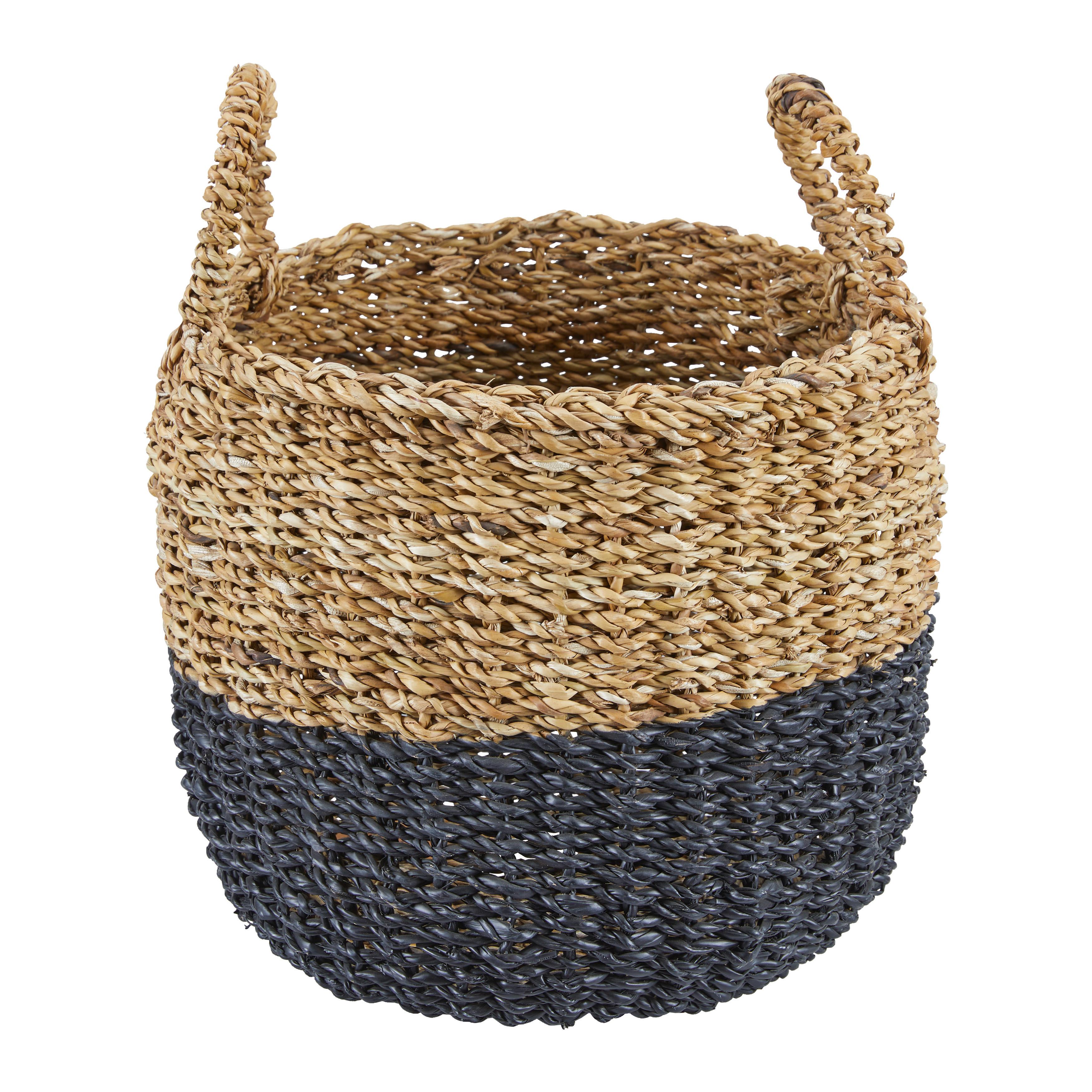 Dekokorb Sophian in Naturfarben Ø ca. 35cm - Schwarz/Naturfarben, Natur, Naturmaterialien (35/39cm)