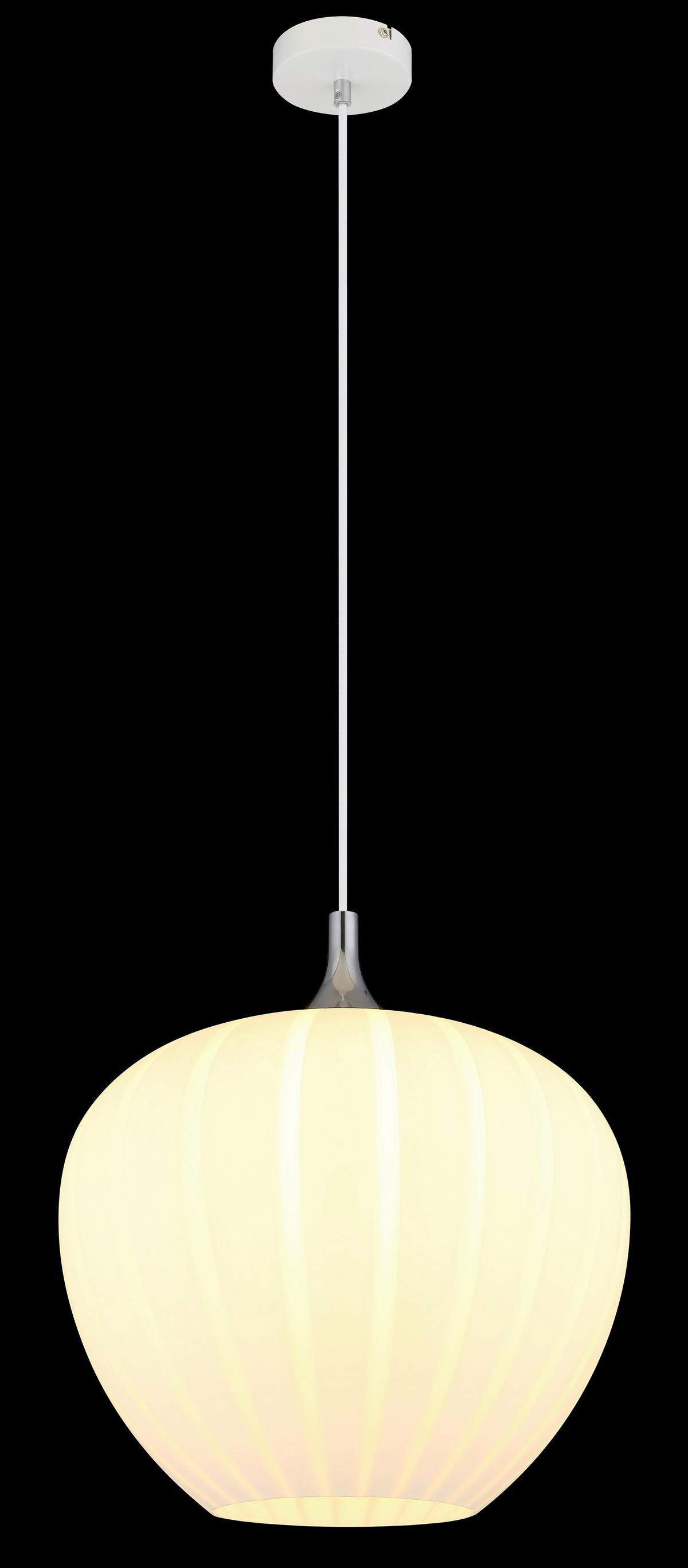 Hängeleuchte Maxy Weiß/Chromfarben max. 60 Watt - Chromfarben/Weiss, Konventionell, Glas/Metall (40/120cm) - Globo
