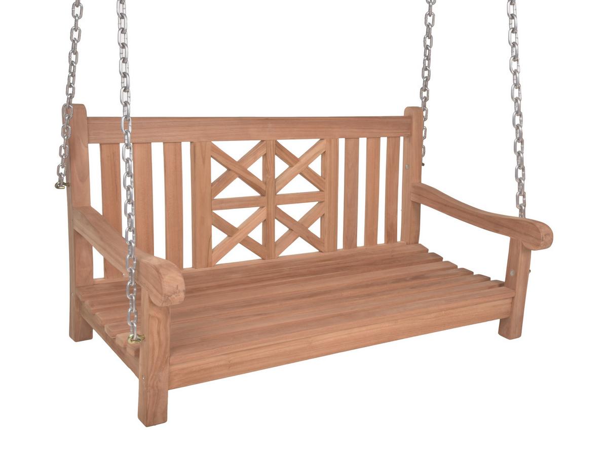 Hängebank Latoa ca.66x62x120cm Teakholz massiv - Braun/Teakfarben, MODERN, Holz (66/62/120cm) - Gardenson