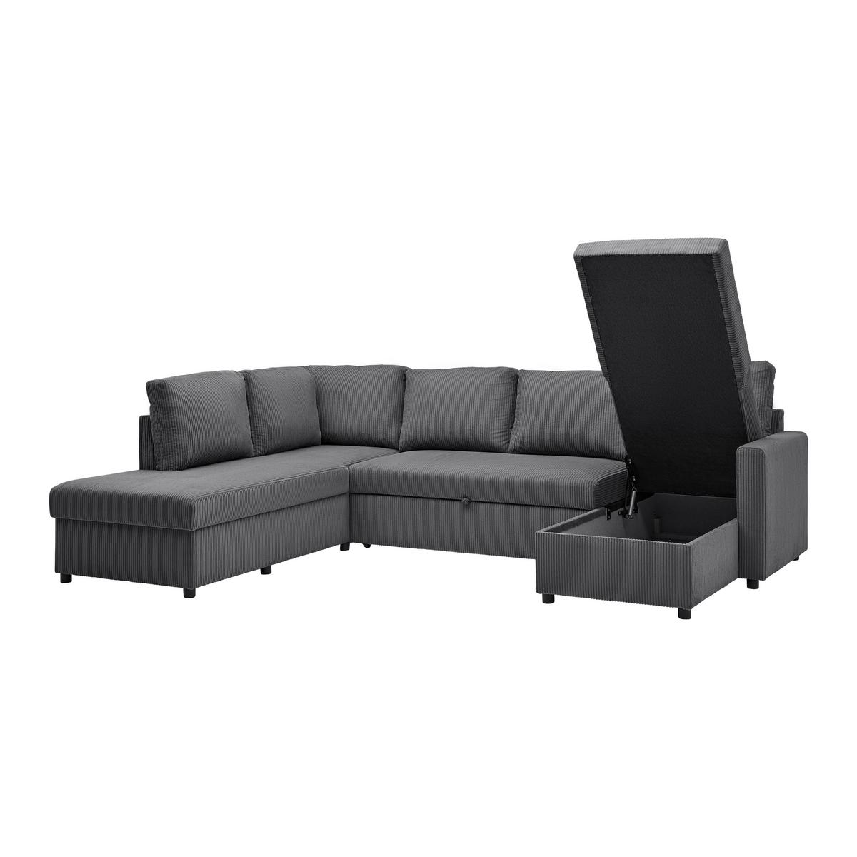 Sarokkanapé Martina - antracit, Modern, faalapú anyag/textil (204/89cm) - Mömax