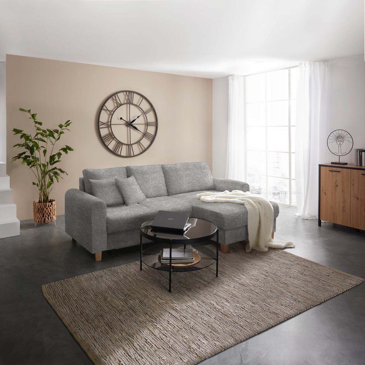 Kutna Garnitura Lille - svijetlo smeđa/svijetlo siva, Moderno, tekstil/drvo (232/110/156cm) - Best Price