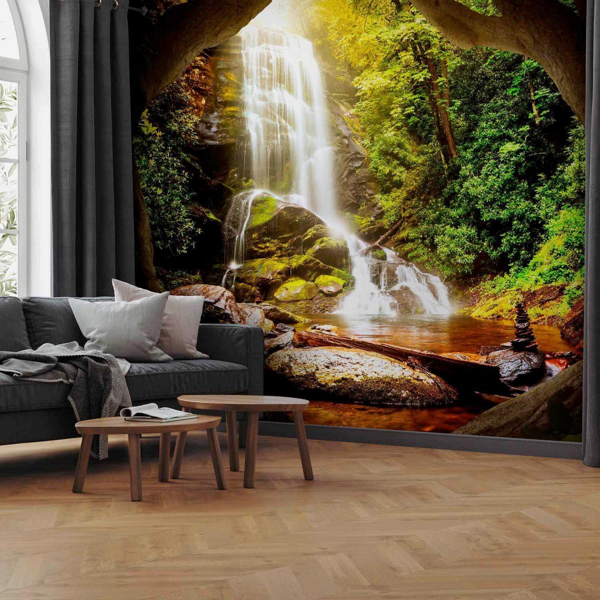 Fotótapéta Forest Refuse - barna/zöld, Lifestyle, textil (450/315cm) - artgeist