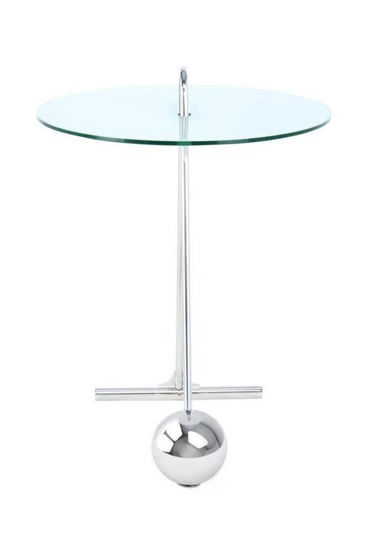 Beistelltisch Pendulum Glas Weiß/Silber ca. 46x60 cm - Silberfarben/Weiß, Basics, Glas/Metall (46/46/60cm) - Kayoom