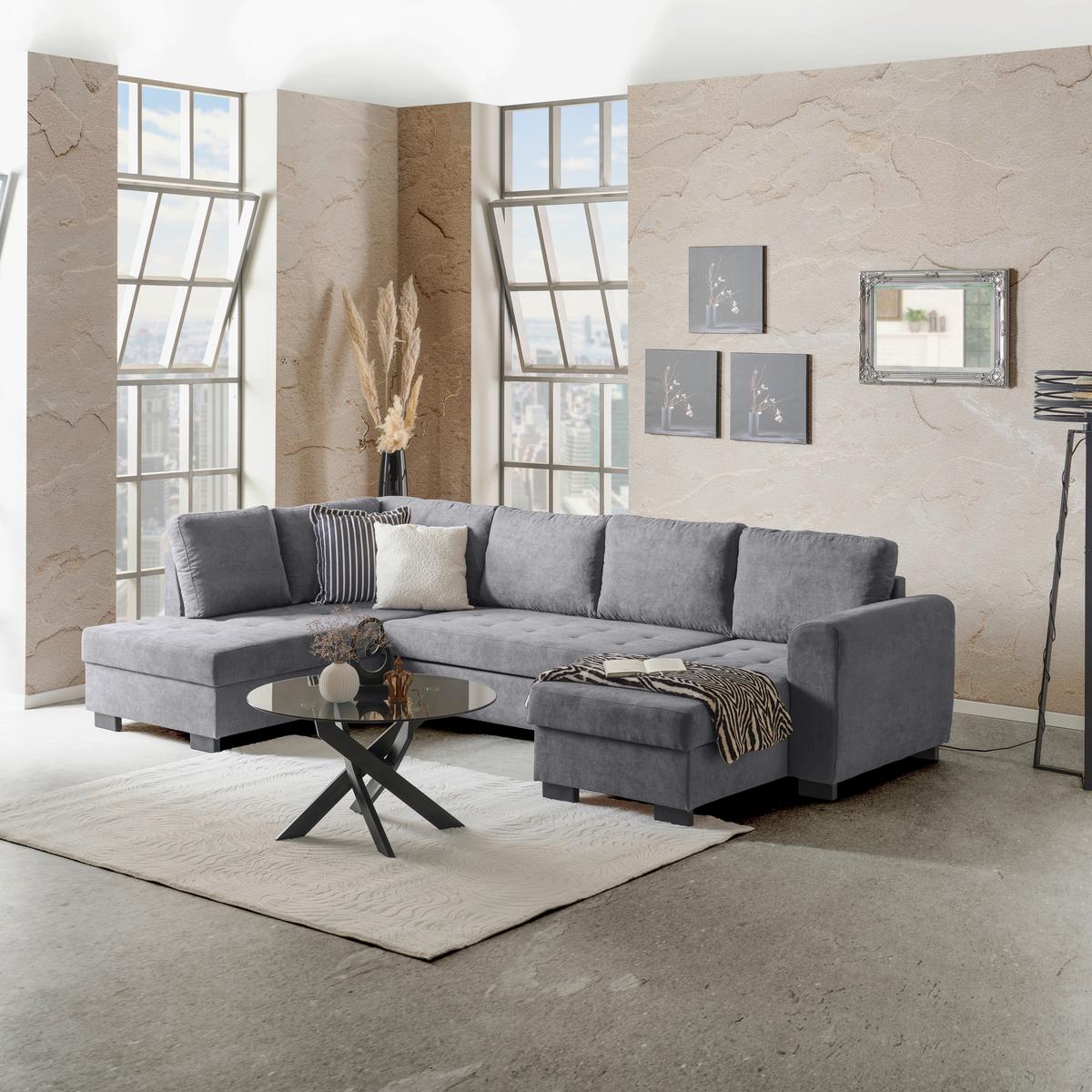 Canapea modulară MALTE - gri, Modern, textil (178/305/155cm) - Luca Bessoni